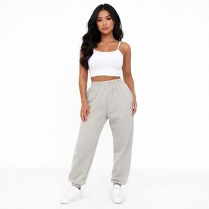 Comfrt Signature Fleece Jogger Sweatpants Tan High Waisted Women's Size Medium